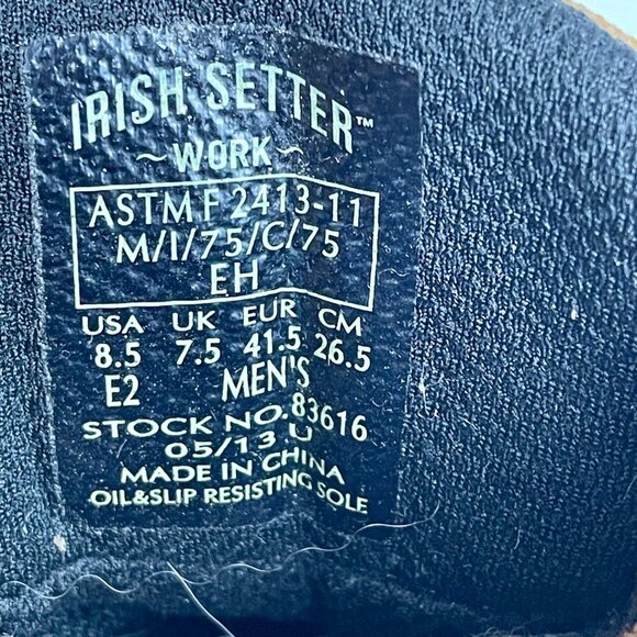 Irish Setter Hopkins Waterproof Leather Insulated Safety Toe Work Boots Size 8.5 - Picture 3 of 12